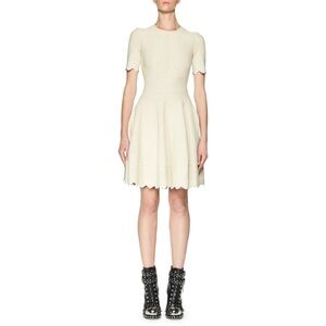 $2.3K Alexander McQueen Jacquard Short Sleeve Fit and Flare lace dress, size S